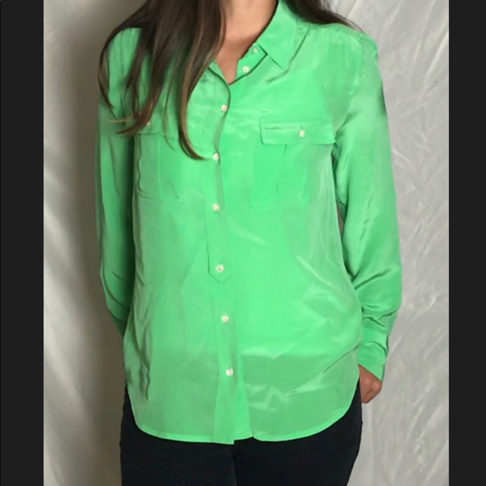 J.Crew mint green blouse 100% silk (4)